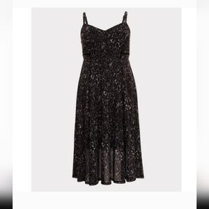 torrid Black & Gray Printed Midi Dress with Spaghetti Straps